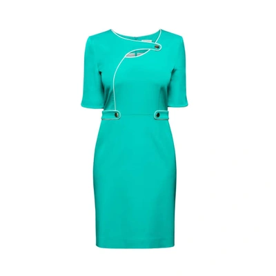 Rumour London Francesca Aqua Green Dress With Keyhole Tab Neckline