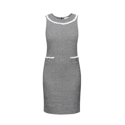 Rumour London Emilia Checked Cotton Tweed Dress With Fringed Neckline Detail