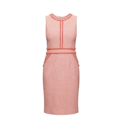 Rumour London Eloise Soft Pink Cotton Tweed Dress With Fringed Detail