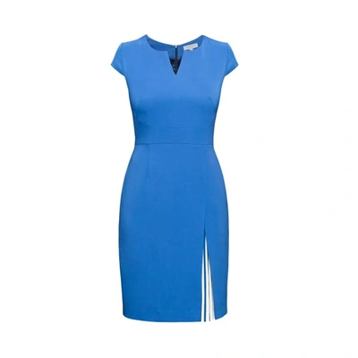 Rumour London Mariana Blue Stretch-crepe Dress With Capped Shoulder & Pleated Deatail
