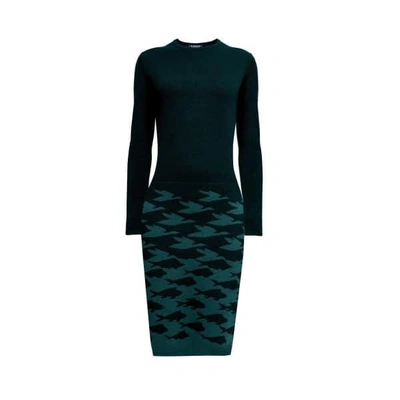 Rumour London Sea & Sky Forest Green Knitted Jacquard Dress