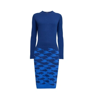 Rumour London Women's Sea & Sky Knitted Jacquard Dress In Two-tone Blue