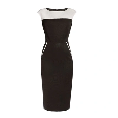 Rumour London Kensington Black & Cream Ribbed Viscose Pencil Dress