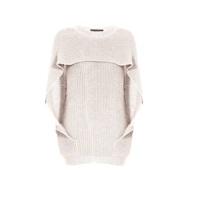 Rumour London Cara Cape Effect Merino Wool Ribbed Knit Sweater In Cream