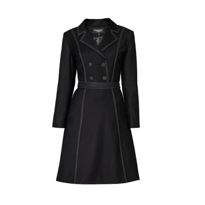 Rumour London Annabel Virgin Wool Dress With Pleated Back & Contrasting Stitching