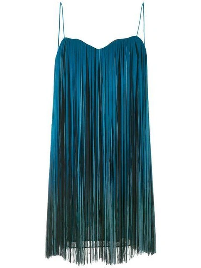 Elie Saab Degrade Fringe Mini Dress - Blue