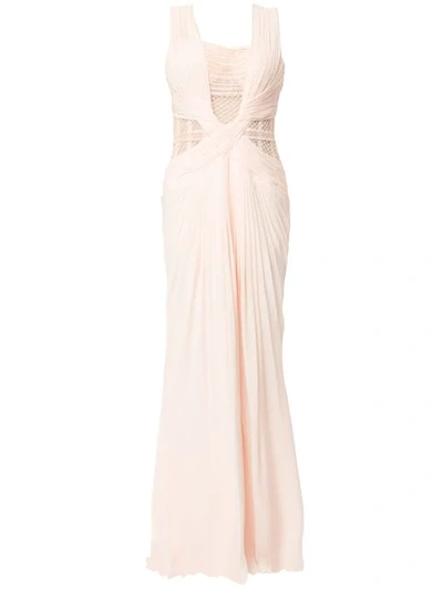 Zuhair Murad Draped Gown With Sequin Inserts - Pink