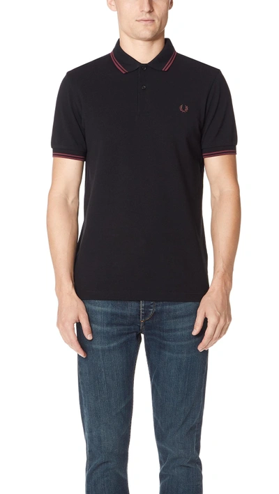 Fred Perry Shirt In Black/crushed Berry