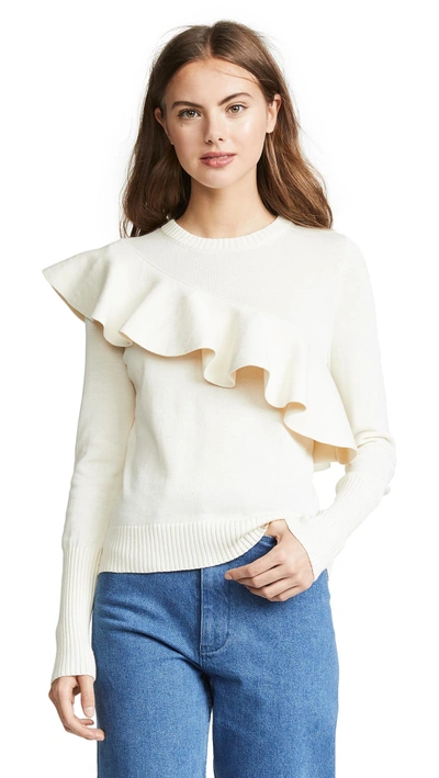 Apiece Apart Sterre Ruffle Crew Neck Sweater In Ivory