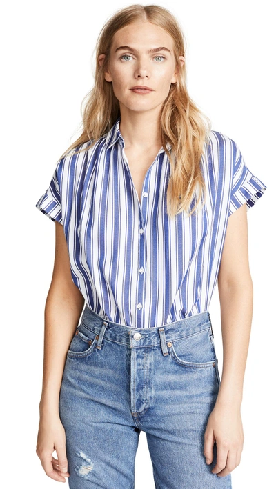 Madewell Stripe Central Shirt In Oxford Blue