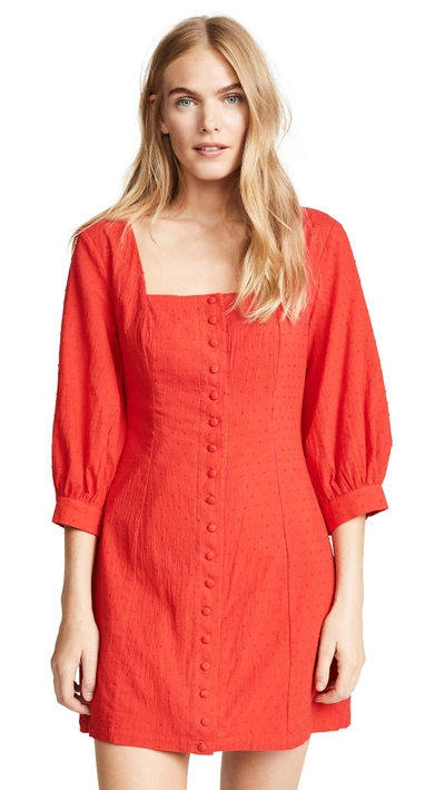 Minkpink Victoria Button Front Dress In Red