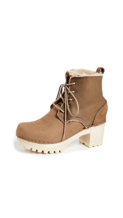 No.6 Lander Lace Up Shearling Boots In Honey