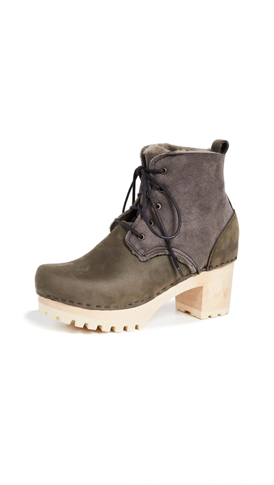 No.6 Lander Lace Up Shearling Boots In Storm