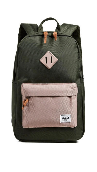 Herschel Supply Co Heritage Mid Volume Backpack In Forest Night/ash Rose