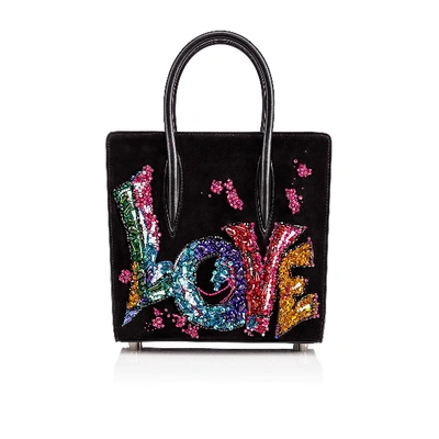 Christian Louboutin Paloma Suede Embroidered Love Shoulder Bag In Black Multi