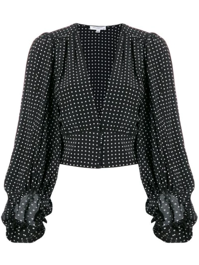 Equipment Sola Cropped Polka-dot Silk Crepe De Chine Top In Black