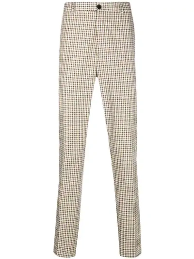 Kenzo Checkered Print Tailored Trousers In 12 Camel Clair