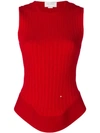 Esteban Cortazar Open Back Corset Knit Top - Red