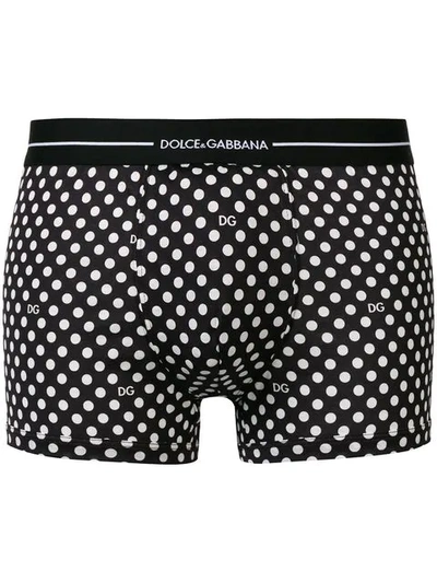Dolce & Gabbana Underwear Polka Dot Branded Boxers - Black