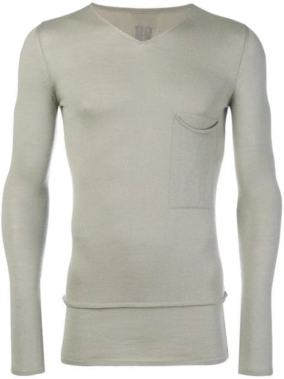 Rick Owens Fine Knit Fitted Sweater In Neutrals