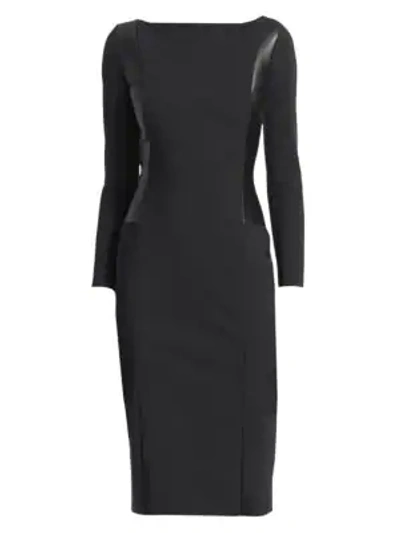 Chiara Boni La Petite Robe Accursia Body-con Dress W/ Pleather Panels In Black