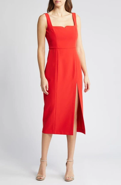 French Connection Echo Crepe Sheath Dress In True Red
