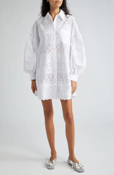Simone Rocha Broderie Anglaise Button-up Shirt In White/ White
