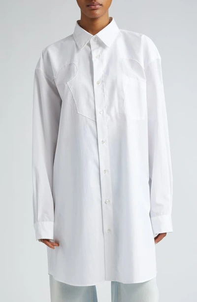 Maison Margiela Oversize Décortiqué Cotton Button-up Shirt In Optic White