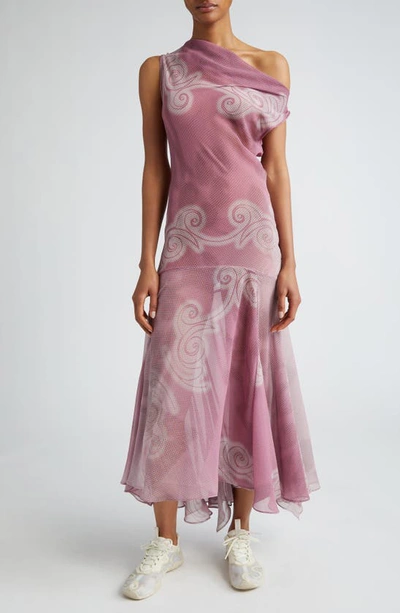 Paolina Russo Bias Cut Drop Waist Midi Dress In Pastel Pink