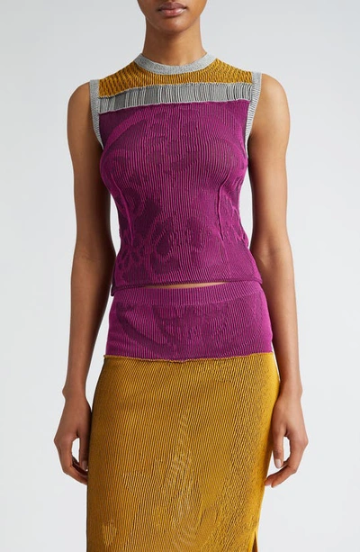 Paolina Russo Patchwork Illusion Colorblock Tank In Carrot/ Grappe