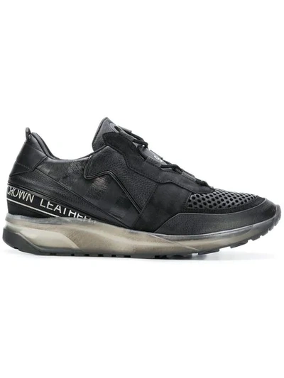 Leather Crown Black Leather Running Sneakers