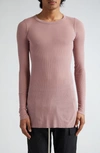 Rick Owens Forever Rib Jersey T-shirt In Dusty Pink