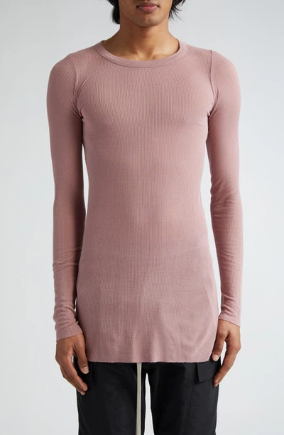 Rick Owens Forever Rib Jersey T-shirt In Dusty Pink