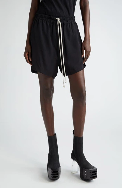 Rick Owens Drawstring Step Hem Boxer Shorts In Black