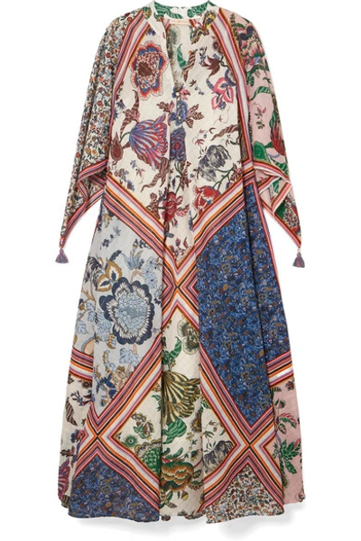 Tory Burch Michaela Printed Cotton-blend Voile Kaftan In Multicoloured