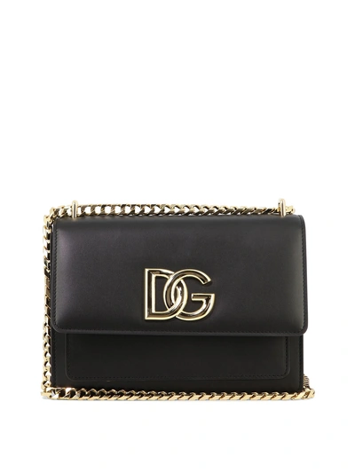 Dolce & Gabbana 3.5 Leather Crossbody Bag In Black