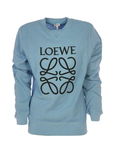 Loewe Logo Print Sweatshirt In Light Blu