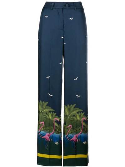 F.r.s For Restless Sleepers Zelos Tahitian Night-print Silk-twill Trousers In Blue
