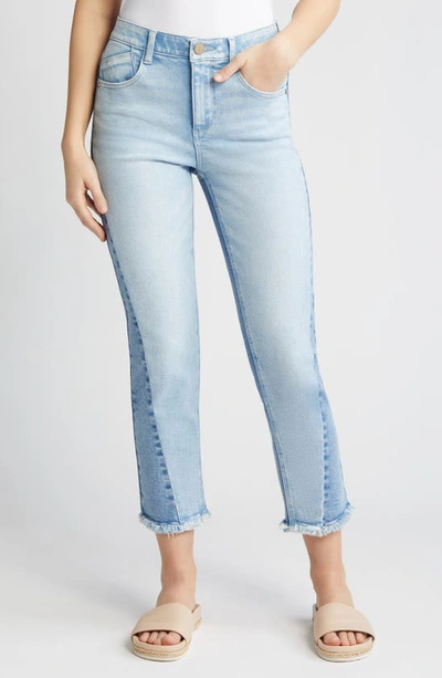 Wit & Wisdom 'ab'solution Pieced High Waist Ankle Straight Leg Jeans In Light Blue