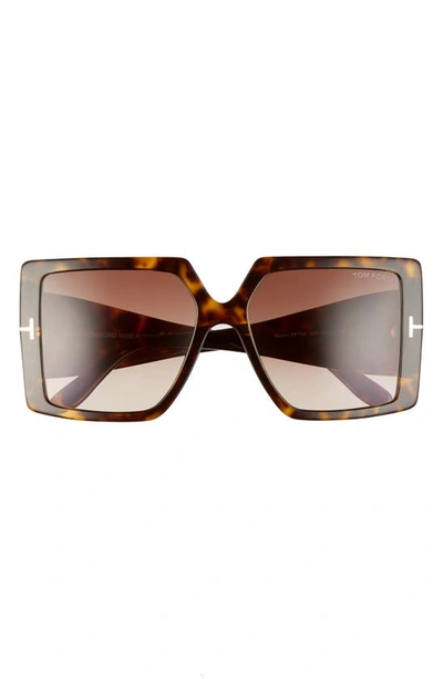 Tom Ford Quinn 57mm Gradient Square Sunglasses In Havana/ Brown
