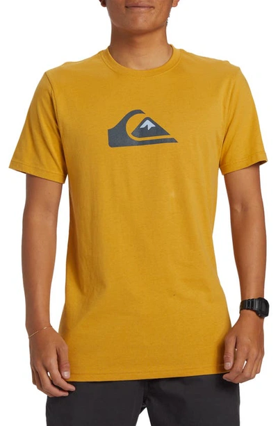 Quiksilver Logo Cotton T-shirt In Mustard