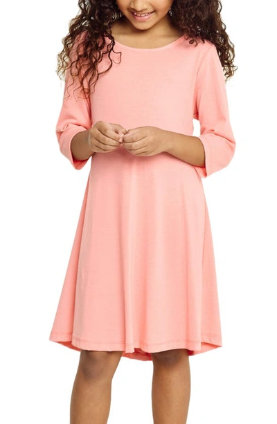 Hayden Girls Kids' Long Sleeve Back Button Swing Dress In Candy Pink