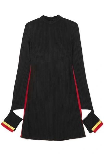 Ellery Dada Cutout Striped Ribbed Jersey Mini Dress In Black