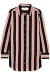 Marques' Almeida Embellished Striped Satin-twill Shirt In Pastel Pink