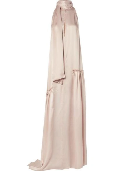 Ann Demeulemeester Ruched Silk-satin Gown In Pastel Pink