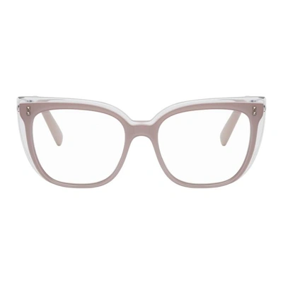 Valentino Garavani Valentino Purple  Oversized Trompe Loeil Glasses In 5088 Trans