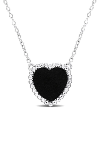 Delmar Semiprecious Stone Heart Pendant Necklace In Black