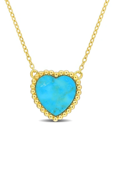 Delmar Semiprecious Stone Heart Pendant Necklace In Turquoise