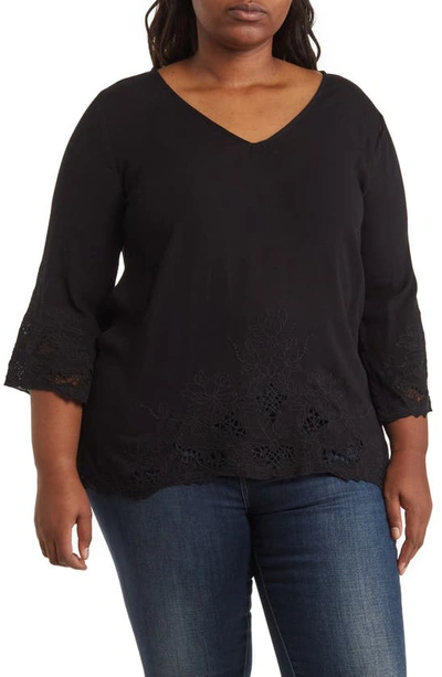 Forgotten Grace Cutout Embroidered Blouse In Black