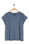 Bobeau Shirred V-neck T-shirt In Heather Navy